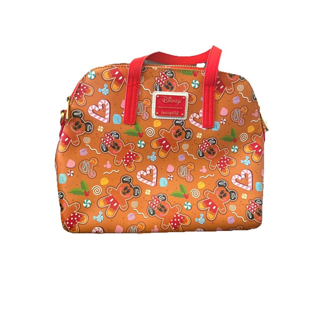 Disney Loungefly Gingerbread Mickey/Minnie Top Handle Shoulder Bag *No Strap*